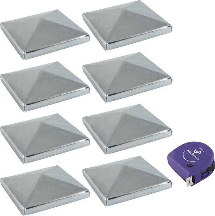 Vasalat Pfostenkappe 8x8 cm - Pfosten Abdeckkappen für Pfosten, Stahl verzinkt (1 Stk.)