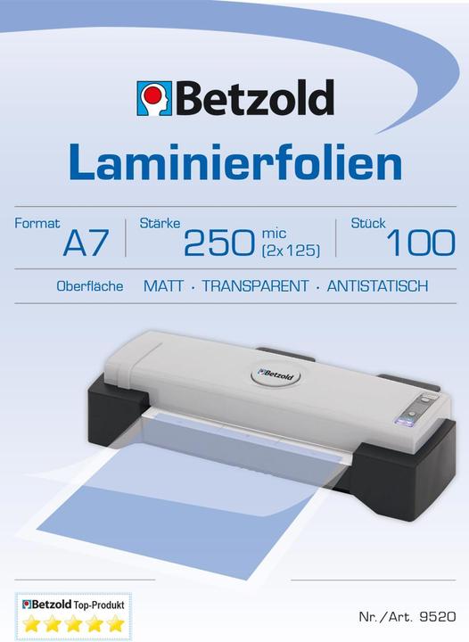 Produktbild Compra 100 Laminierfolien im A7-Format (A4, 100 Stück, 250 µm)