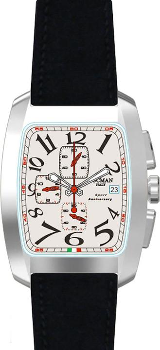 Locman Italy Herrenuhr Sport Anniversary Chrono schwarz/weiss Ref. 0470 (Chronograph, 37 mm)
