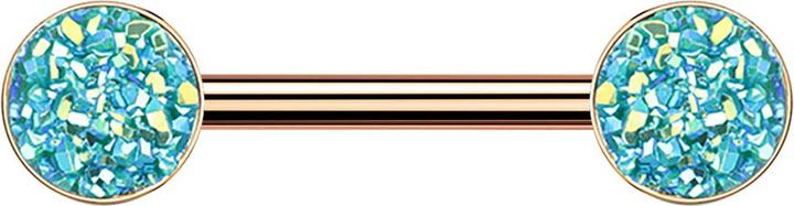Star Piercing Barbell rosegold mit Druse Stein grün (ohne Messing, Chirurgenstahl 316L)