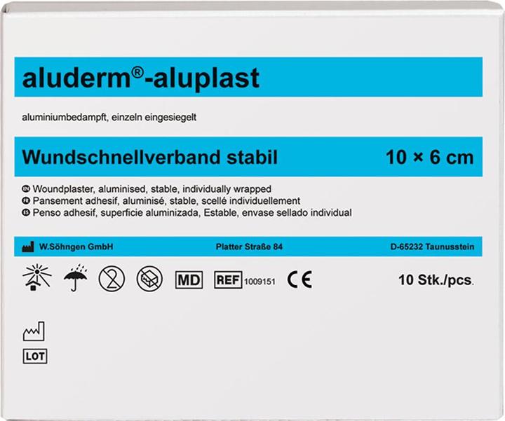 Söhngen aluderm aluplast Pflaster starr / stabil 10x6cm, 10 Stk., einzeln (10 x)