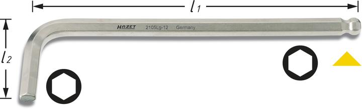 Produktbild HAZET Winkelschraubendreher 2105LG-08 ∙ Innen Sechskant Profil ∙ 8 mm