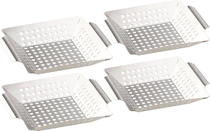 Image du produit Rosenstein & Söhne Lot de 4 barquettes en acier inoxydable pour légumes et petites grillades
