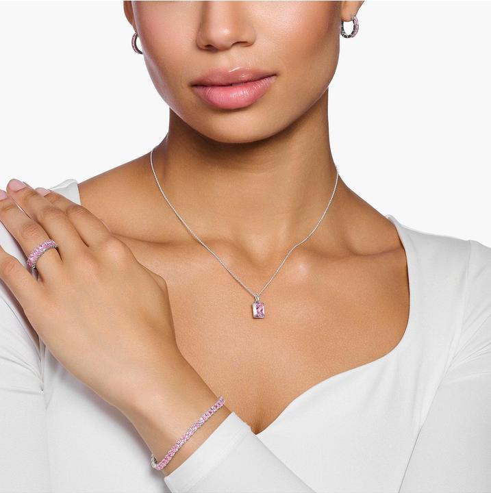 Immagine prodotto Thomas Sabo Catena pietra rosa argento (Argento 925, 40 - 45 cm)