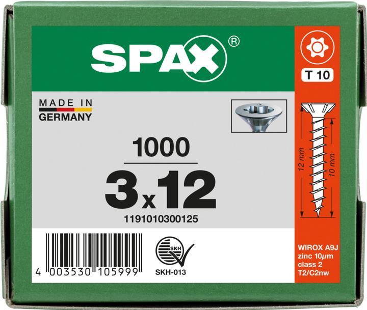 Immagine prodotto Spax Viti per truciolare SK T10 3,0x12 mm (1000 Viti per pezzo)
