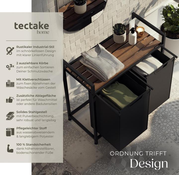 Produktbild tectake Wäschesortierer mit Ablage (46 l)