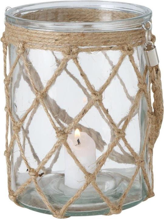 Boltze Home Windlicht Catch 17.5 cm, Glas/Jute (1 x)