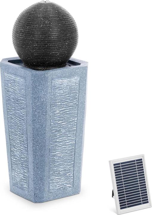 Produktbild Hillvert Solar Gartenbrunnen Solarbrunnen Zierbrunnen Wasserspiel Kugel auf Säule LED