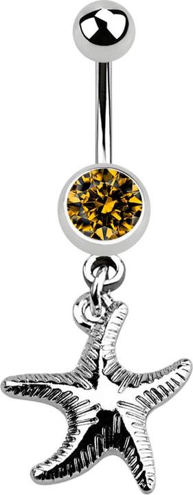Star Piercing Banane silber mit Anhänger Seestern topaz (Chirurgenstahl 316L, ohne Messing)