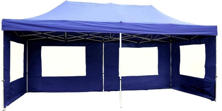 VCM PROFI Faltpavillon Partyzelt 3x6 m blau Seitenteile Dach wasserdicht 270 g/m² (600 cm, 600 cm)