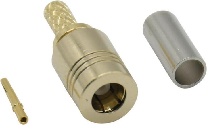 Produktbild RND HF-Steckverbinder, SMB, Messing, Stecker, Gerade, 50Ohm, Kabelhalterung, Crimp