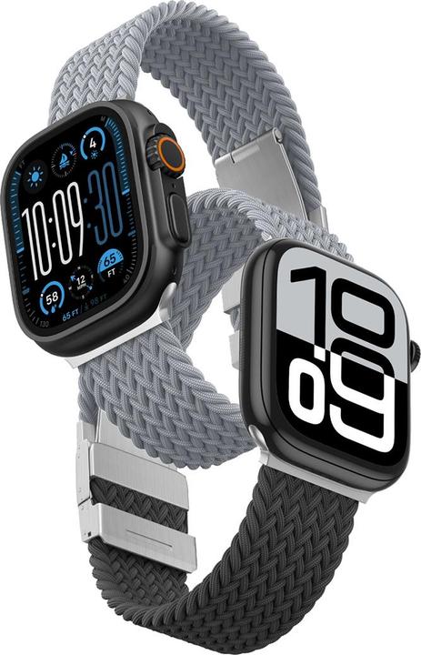 Actual product image Amazingthing 2er-Set Blend Band für Apple Watch 45/46/49 mm - Grau-Schwarz/Grau (Stainless steel, Nylon)