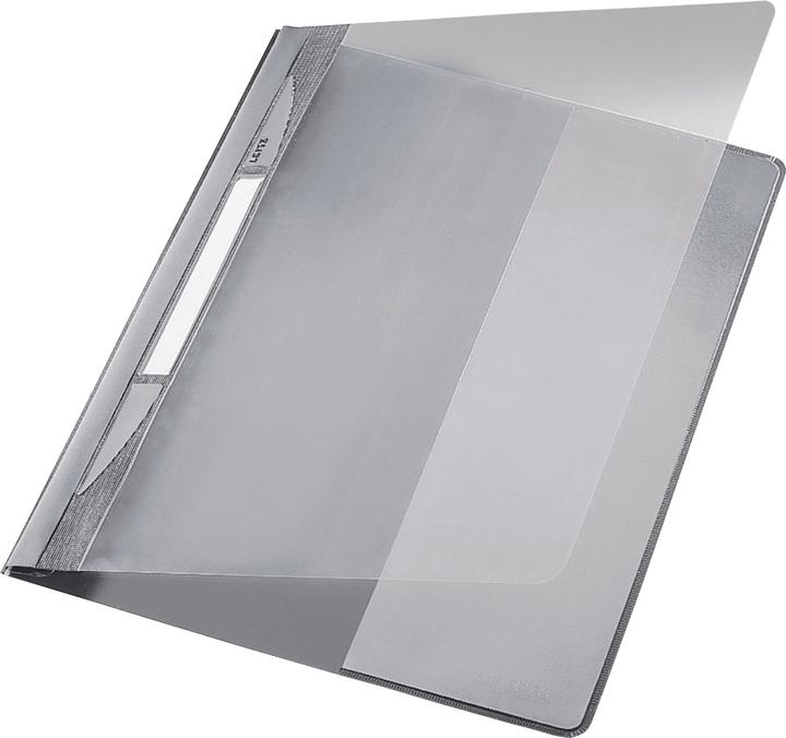 Actual product image Leitz Exquisit loose-leaf binder, DIN A4 extra-wide, PVC, gray PVC hard film, front cover transparent (A4, 1 x)
