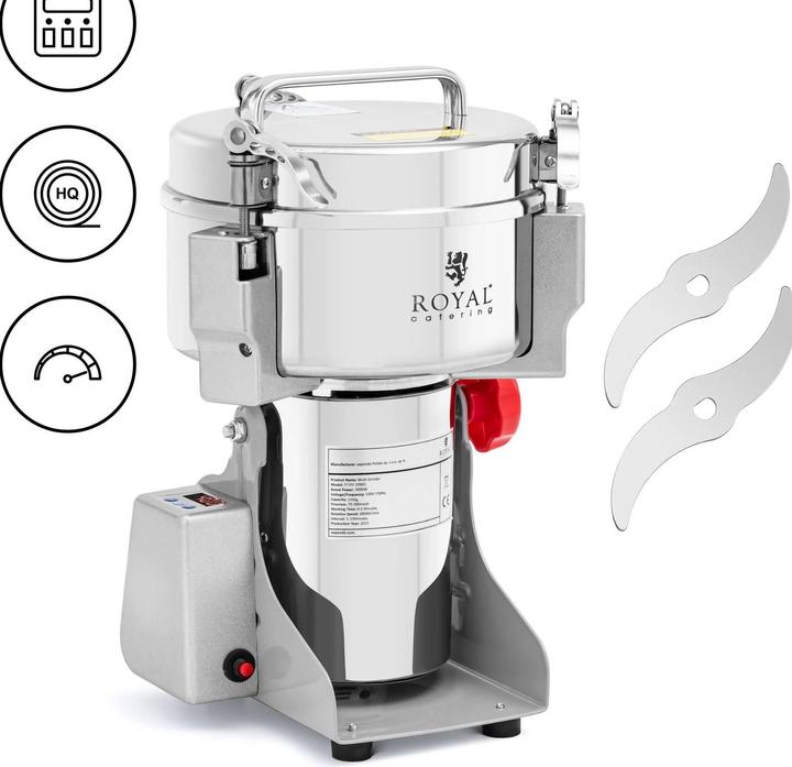 Produktbild Royal Catering Gewürzmühle elektrisch Multi-Zerkleinerer digital 1000 g 20 x 9 cm 3000 W (Salz, Pfeffer)