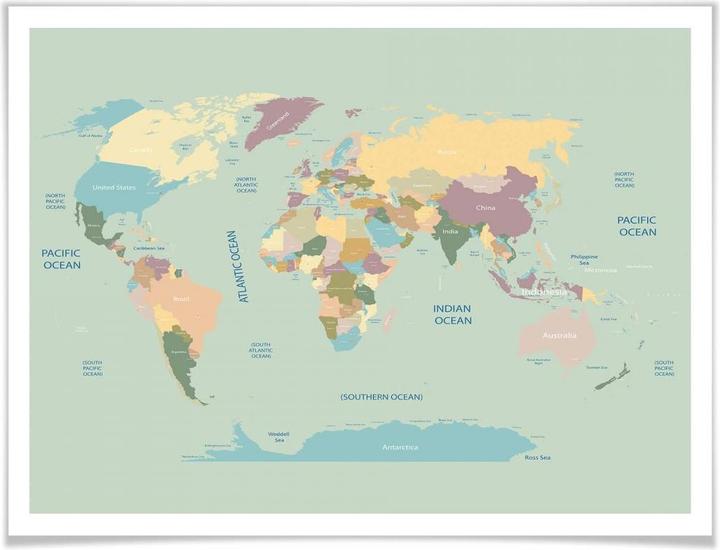 Image du produit Trenddeko Carte du monde vintage (120 x 100 cm)
