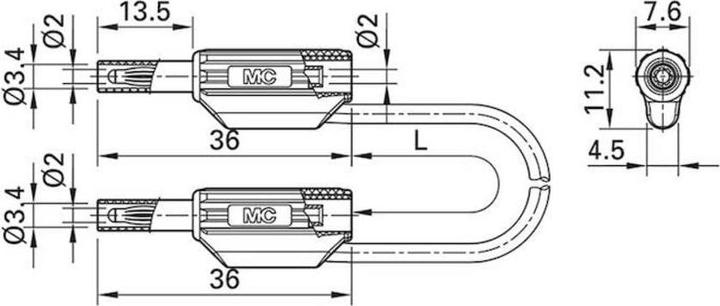 Produktbild Stäubli SLK205-K Sicherheits-Messleitung (2mm Sicherheits-Stecker - 2mm Sicherhe