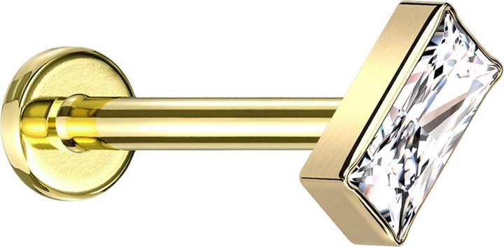Actual product image Star Piercing Micro labret internal thread gold-plated rectangular gold-plated crystal silver (Titanium G23, without brass)