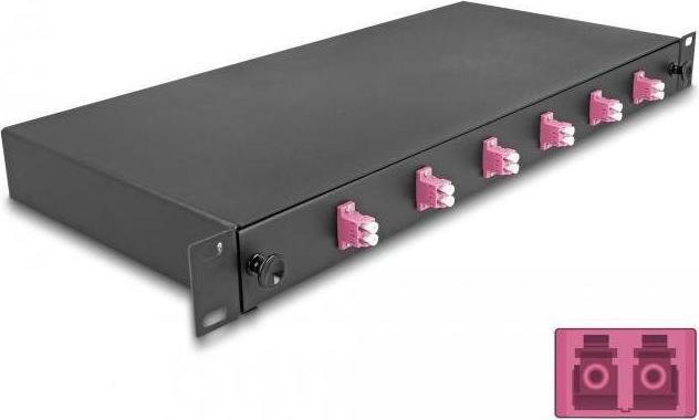 Delock 19? Scatola di giunzione per fibre ottiche 6 x LC duplex OM4 1U completamente attrezzata e pronta