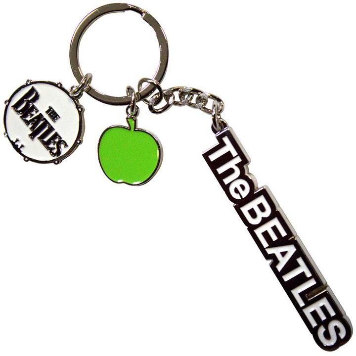 The Beatles Text Logo Drop T Drum & Apple Charms Schlüsselanhänger