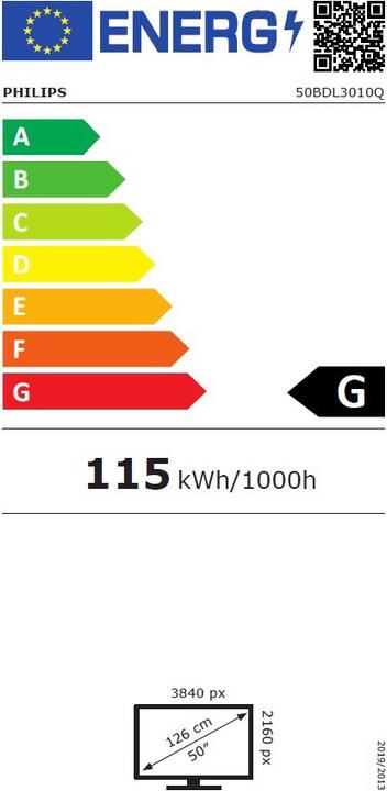 Energie-Label Philips 50BDL3010Q/00 (3840 x 2160 Pixel, 50")