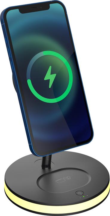 Actual product image Deltaco 3-in-1 magnetinis belaidis įkroviklis, telefonas/TWS/laikrodis, LED lemputė / QI-1041 (18 W)