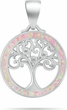 Brilio Silver - Silver pendant Tree of Life with zircons and blue opal PT137WB