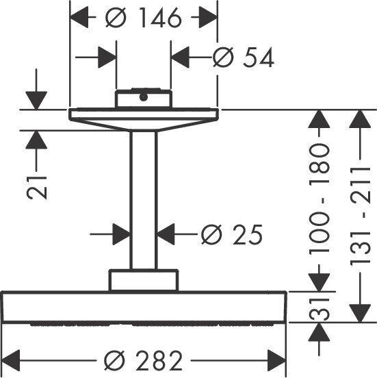 Actual product image Axor One shower head 280 2 spray types with ceiling connection, 48494 (2 Beam types, 12.50 l/min)