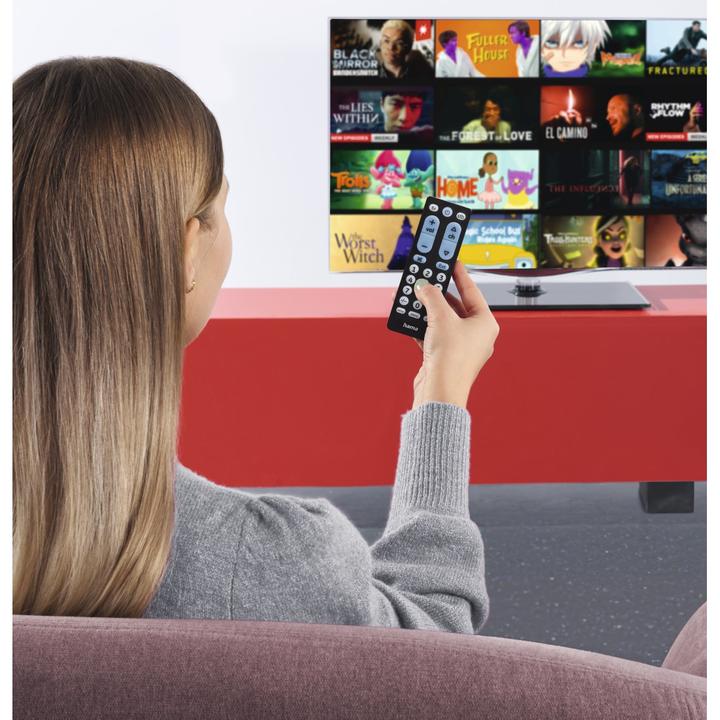 Produktbild Hama Universal-Fernbedienung TV, Infrarot, für 2 Geräte, grosse Tasten, lernfähig (Universal Fernbedienung, Infrarot)