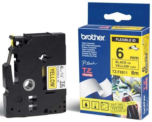 Produktbild Brother TZ FX611 6mmx8m, schwarz/gelb (0.60 cm, Gelb)