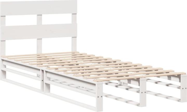 Produktbild VidaXL Massivholzbett Holzbett Bett Palettenbett mit Kopfteil 120x190cm Kiefer (120 x 190 cm)