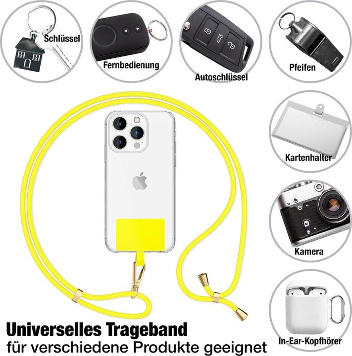 Produktbild Nalia Handyband + Pad für Hülle zum Umhängen, Karabinerhaken Anhänger aus Metall (gold)
