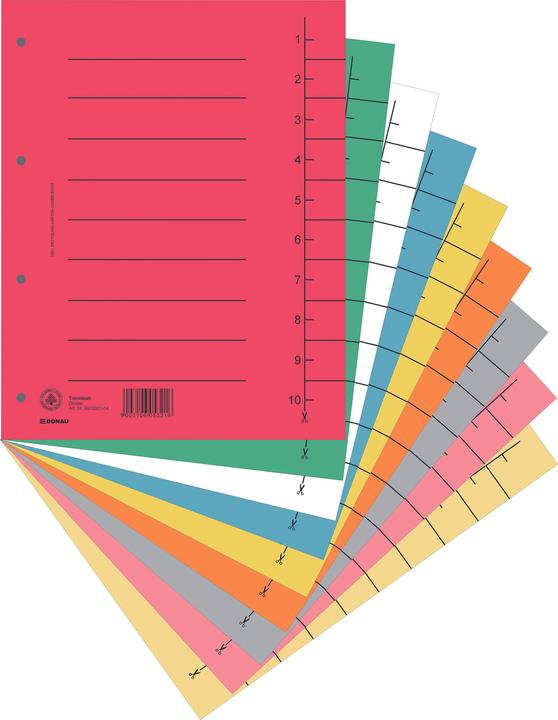 Produktbild Donau Trennblätter, karton, a4, 235x300mm, 1-10, 10 blatt, orange