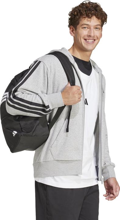Immagine prodotto adidas Felpa con cappuccio Essential Three Stripes French Terry Fullzip da uomo, Grigio medio/Nero, XL (XL)