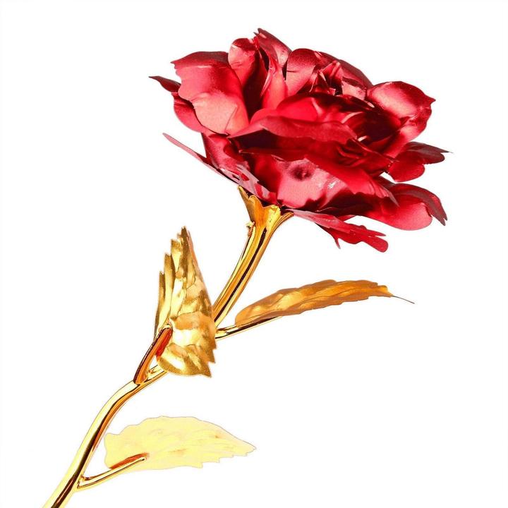 Produktbild JTI Ewigkeitsrose - Rot mit goldenem Stiel (Trockenblumen)