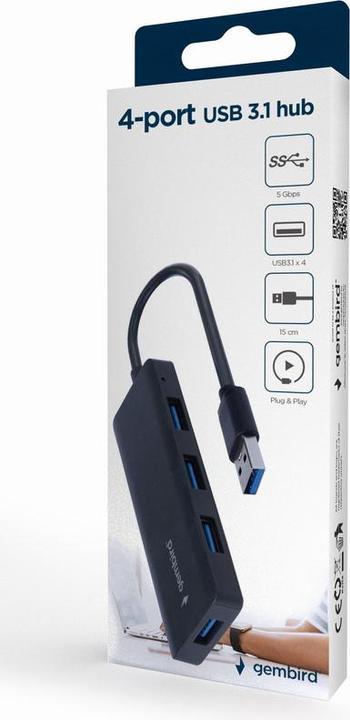 Actual product image Gembird I/O HUB USB3.1 4PORT/UHB-U3P4-03 (USB-C, 4 Ports)