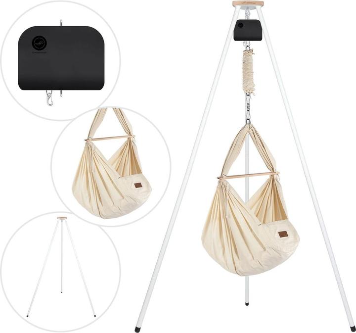 Immagine prodotto Schmusewolke Tipi weiss mit anthrazit Motor und Bio Federwiege