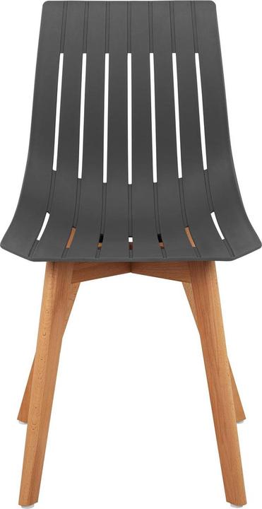 Produktbild Fromm & Starck Stuhl 2er Set bis 150 kg Lehnstuhl Kunststoff Holzbeine Buche grau Designstuhl