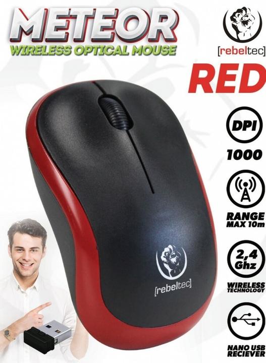 Actual product image Rebeltec optical BT mouse METEOR red (Wireless)