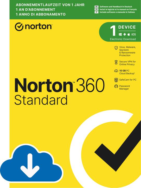 Norton 360 Standard (1 User, 1 Geräte/User, 12 Monate)