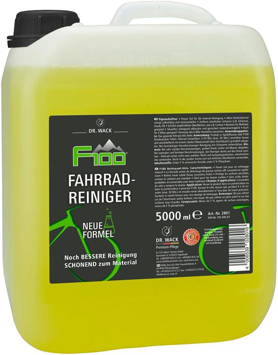 Image du produit F100 Nettoyeur de vélos (5000 ml, Lubrifiant universel, Nettoyeur de chaîne, Nettoyant pour freins, Nettoyant pour vélo, Éponge)