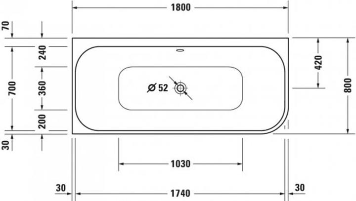 Actual product image Duravit Bathtub HAPPY D.2 PLUS 180x80 corner li acrylic cladding grp s-ma (180 l, 180 cm, 80 cm)