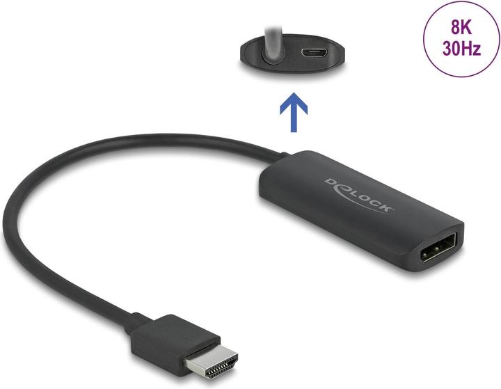 Produktbild Delock Adapter HDMI-A Stecker zu DisplayPort Buchse 8K (Micro USB, HDMI, 18 cm)
