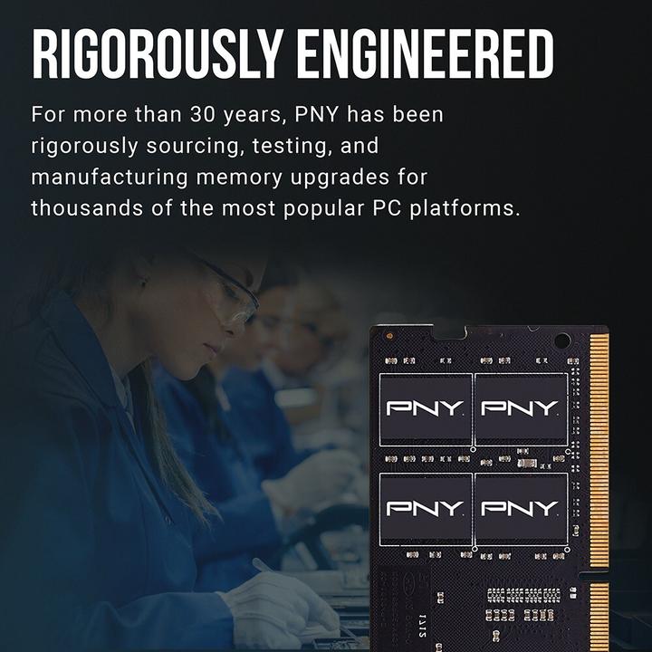 Actual product image PNY Notebook memory Performance, SODIMM, DDR4, 16 GB, 3200 MHz, CL22 (MN16GSD43200-TB) (1 x 16GB, 3200 MHz, DDR4-RAM, SO-DIMM)