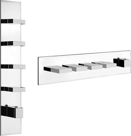Gessi Rettangolo, ready-mounted set with 4 separate ways, one rosette, 43028
