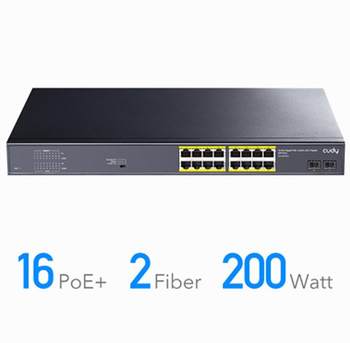 Image du produit Cudy GS1020PS2 switch réseau Gigabit Ethernet (10/100/1000) Power over Ethernet (PoE) Noir (18 Ports)