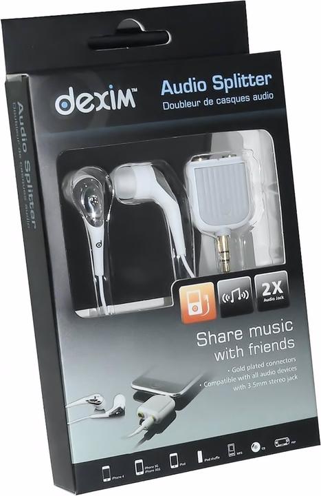 Image du produit Dexim Splitter audio avec écouteurs intra-auriculaires supplémentaires Blanc (Filaire)