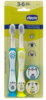 Actual product image Chicco Toothbrush For Children 3-6 Years Tiger And Panda 2 Pieces (Soft, 2 x)