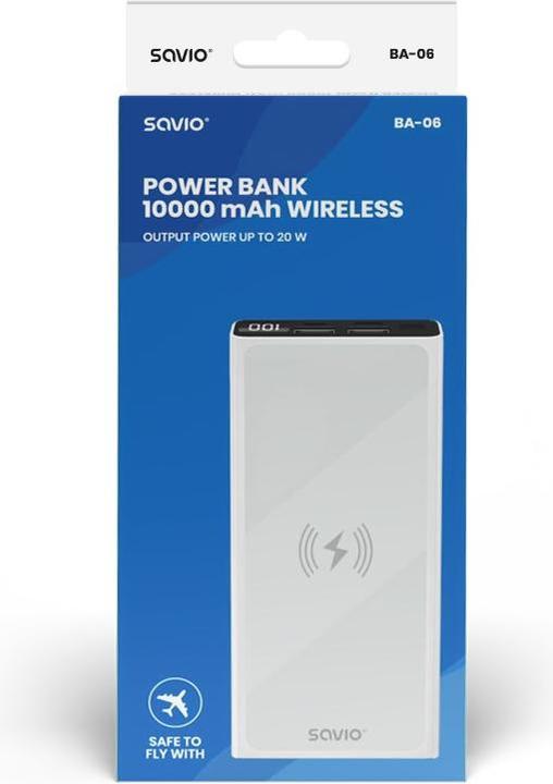 Produktbild Savio Powerbank 10000 mAh bias BA-06 (10000 mAh, 20 W, 37 Wh)