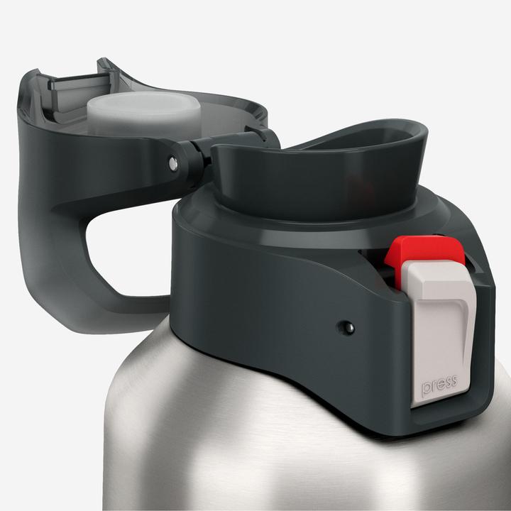Actual product image Quechua 1L insulated stainless steel flask 900 with quick-release cap for hiking - Khaki (1 l)