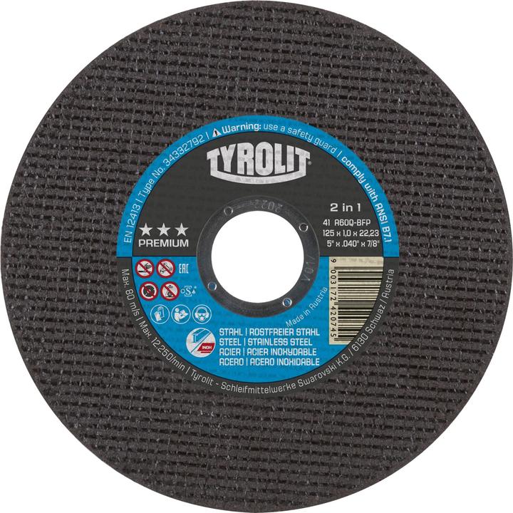 Tyrolit Trennscheibe 115x1,0mm 5,10cm (2") 1 (Stahl/Inox) gerade (Pack mit 25 St)